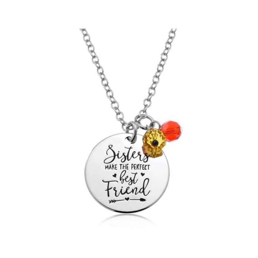 Brand New Womens Hand Stamped .925 Silver Sisters Make The Best Friends Necklace